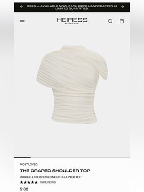 Heiress Draped Shoulder Top — Cream